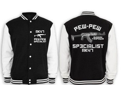 PEW-PEW AK-47 Kalaschnikow Collegejacke Sportschütze Russland Россия cccp udssr