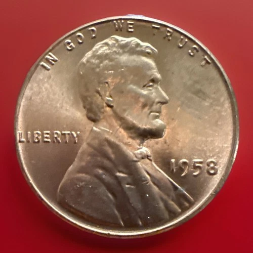 A 1958-P Premium Red Lincoln Wheat Cent is a brilliant uncirculated coin
