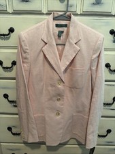 210 NWT Lauren By Ralph Lauren Pink Linen Blazer