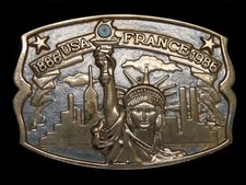 UB01117 VINTAGE 1986  USA FRANCE THE STATUE OF LIBERTY  CENTENNIAL BELT BUCKLE