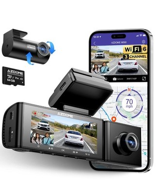 AZDOME M590 3 Ch WiFi Dash cam 2.5K+1080P+1080P  Fr & Rr Inside 64GB (Faulty)