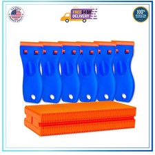 6 Pcs Plastic Razor Blade Scraper Tool with 60 Replacement Blades for Decals