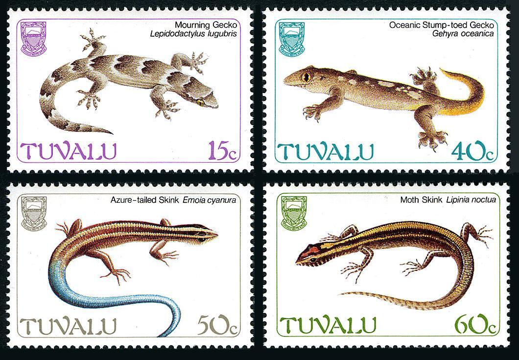 Tuvalu 384-387,MNH.Michel 382-385. Geckos 1986.Mourning