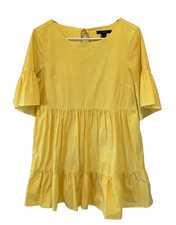 Forever 21 Mini Dress S Open Tie-Back 3/4 Bell Sleeves Babydoll Tiered Boho