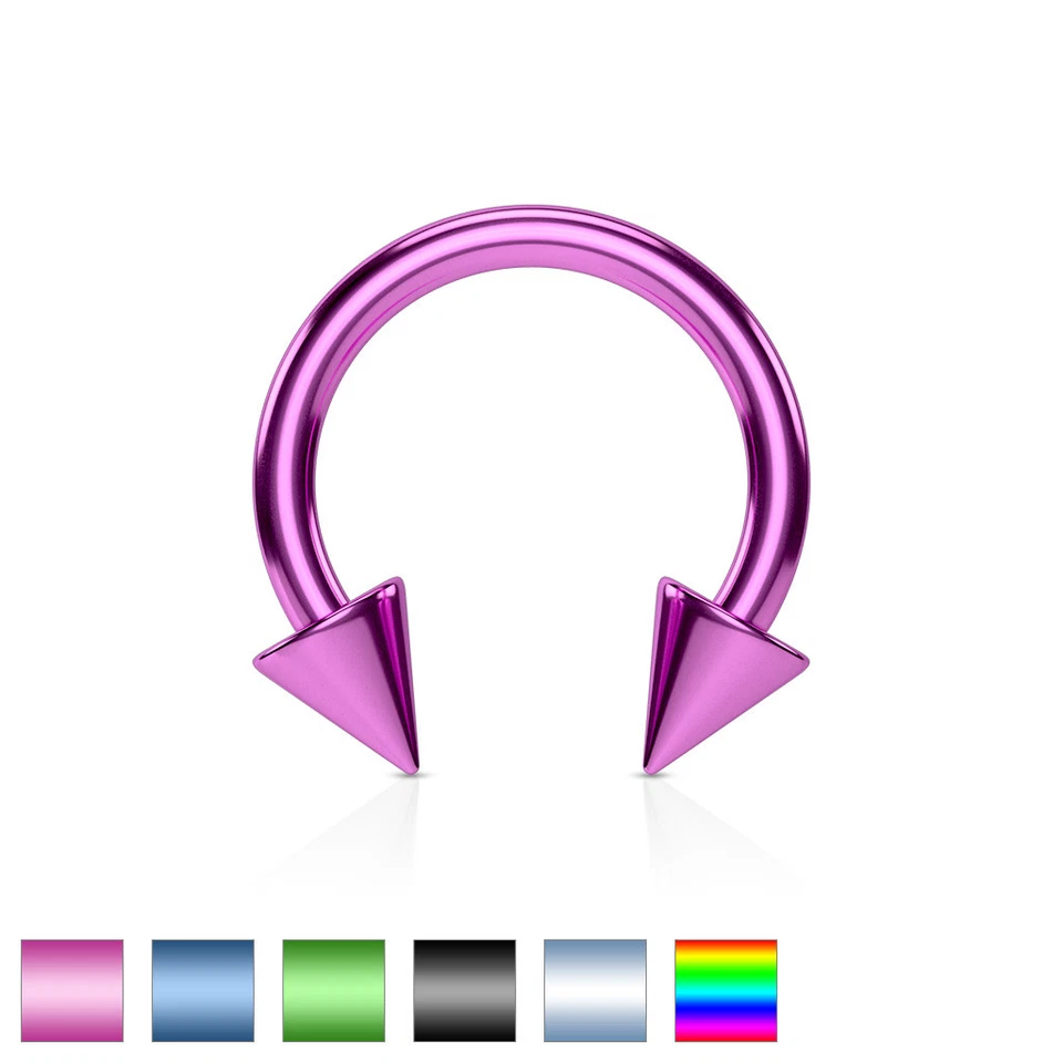 Par de Picos Titanio Herradura Anillo Circular Nariz Tragus Labio Hélice Piercing 14G Foto 3 de 3