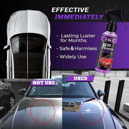 3-in-1 High Protection Quick Car Coat Ceramic Coating Spray Hydrophobic 100ml US - Picture 2 of 11