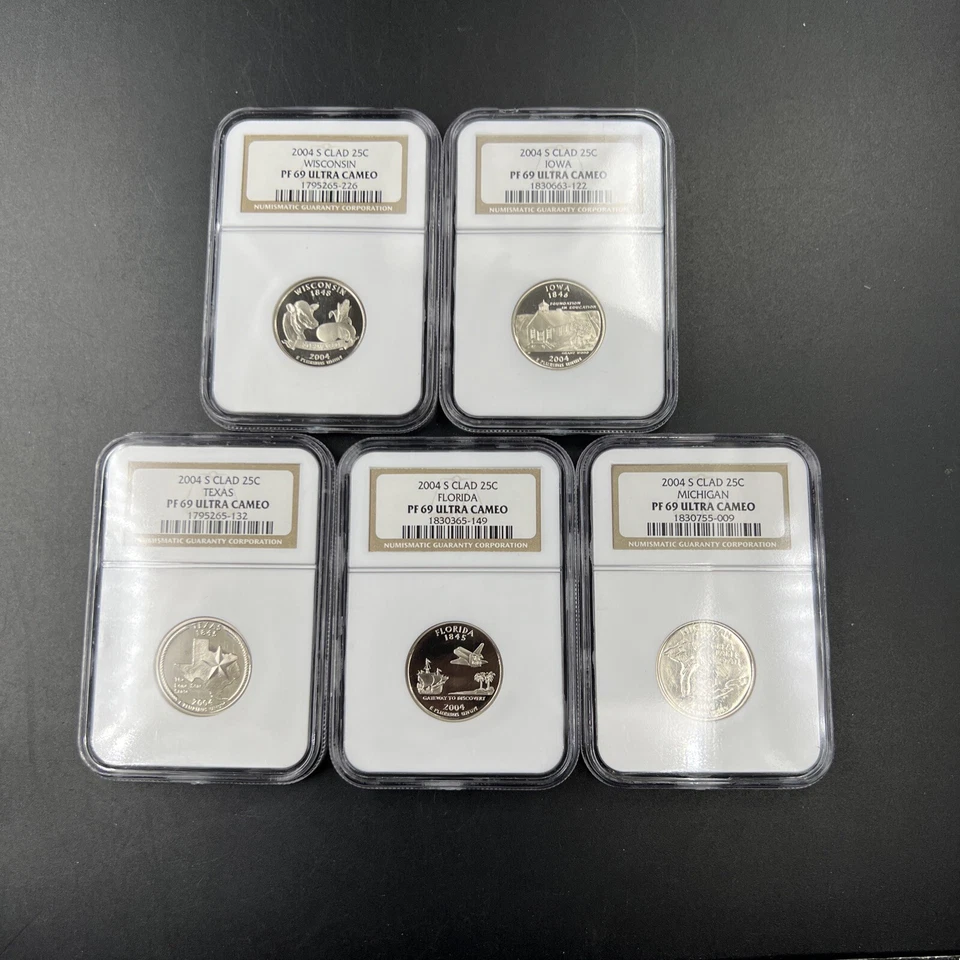 2004 S Complete 5 Coin Clad Proof Quarter Set NGC Graded PF69 UCAM Brown Label - Image 3 of 4