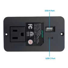 Power Recliner Emomo Single Outlet Recessed Power Strip HX66P2UR with USB A C