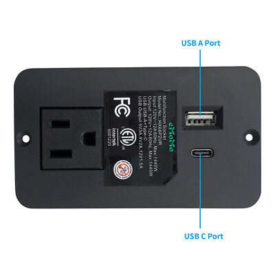 Power Recliner Emomo Single Outlet Recessed Power Strip HX66P2UR with USB A C