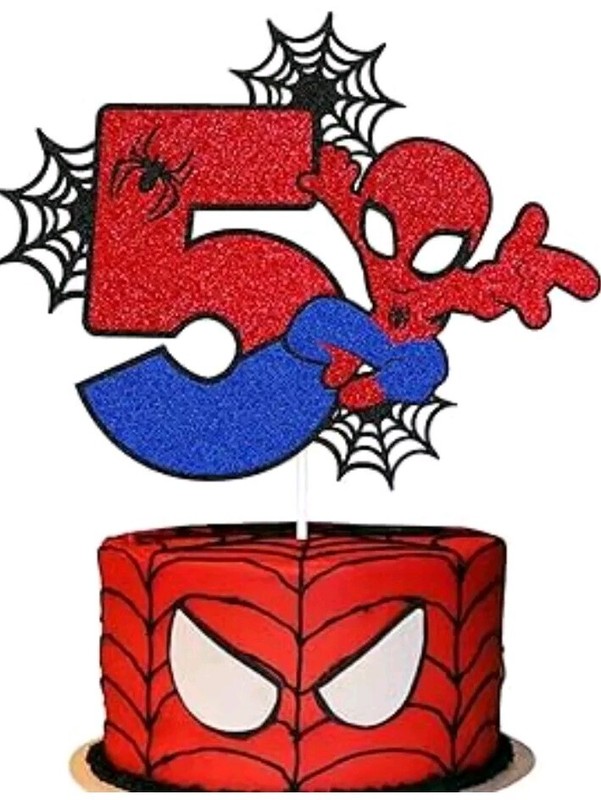 Spider man Inspired Number Birthday Cake Topper- 5 / Fifth