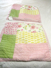 Pottery Barn Patchwork Euro Pillow Shams 2 Floral Butterflies Dotted