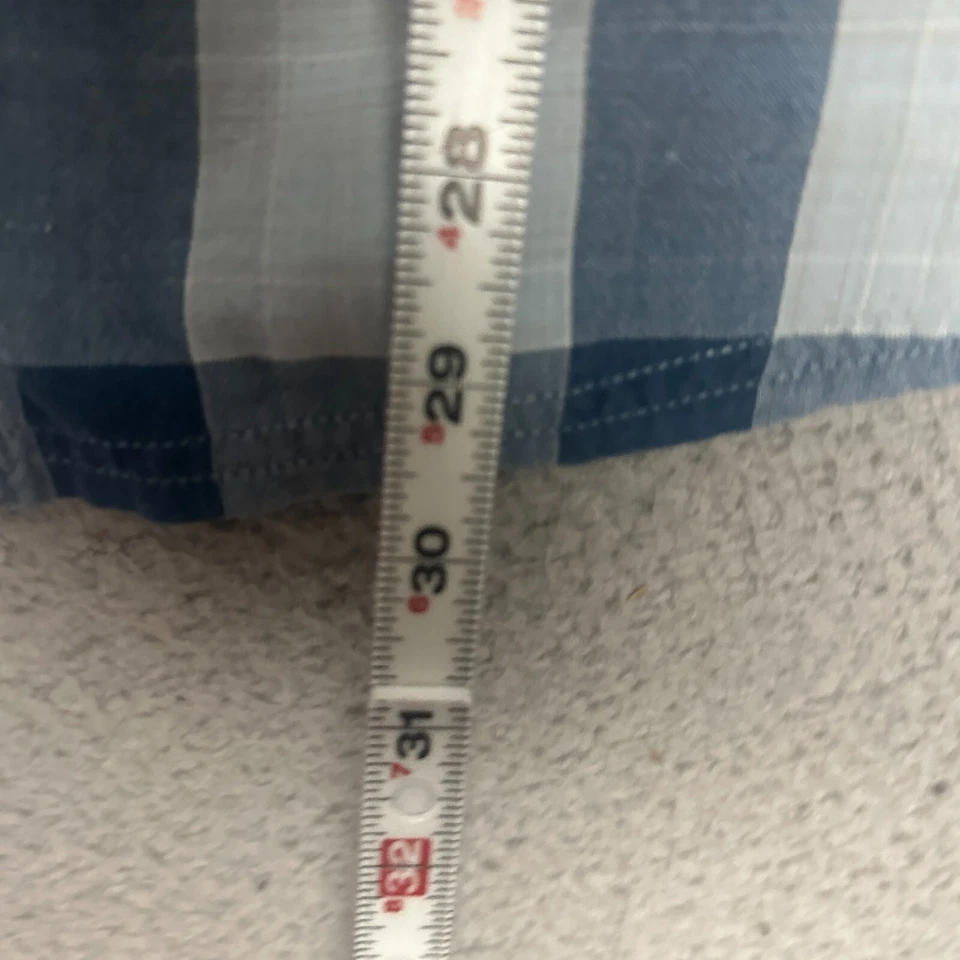 Camisa de sapo cachonda para hombre grande azul a cuadros manga corta bolsillo frontal algodón occidental Foto 4 de 4