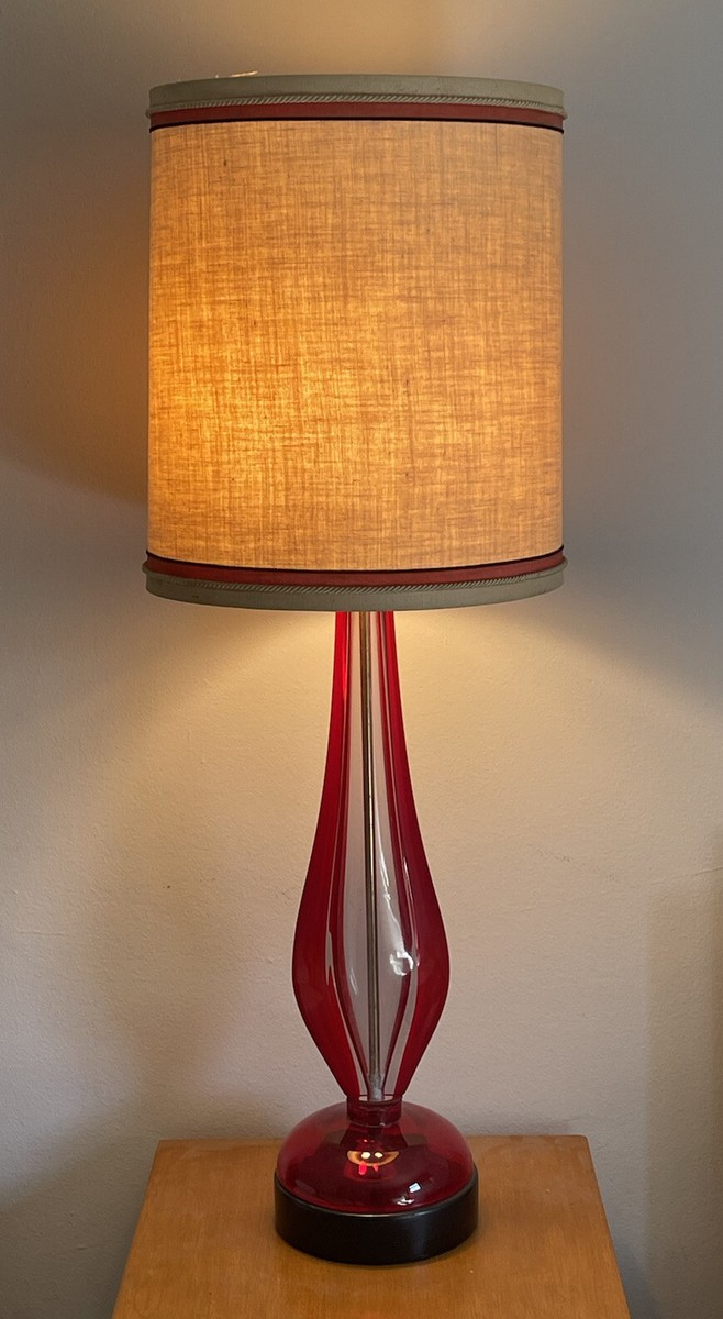 FLAVIO POLI ANTIQUE RED MURANO GLASS MODERN TABLE LAMP VINTAGE