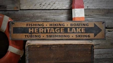 Custom Lake House Fishing Boating Sign -Rustic Hand Made Vintage Wood