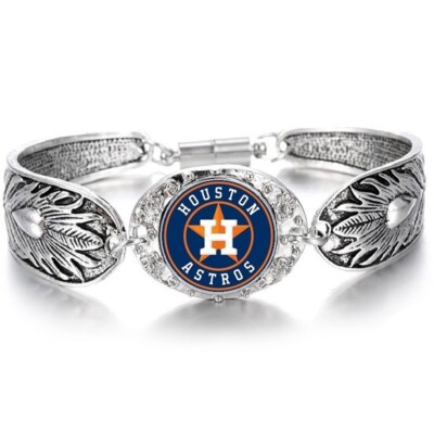 Houston Astros Women's Sterling Silver Bracelet Baseball w Gift Pkg D3