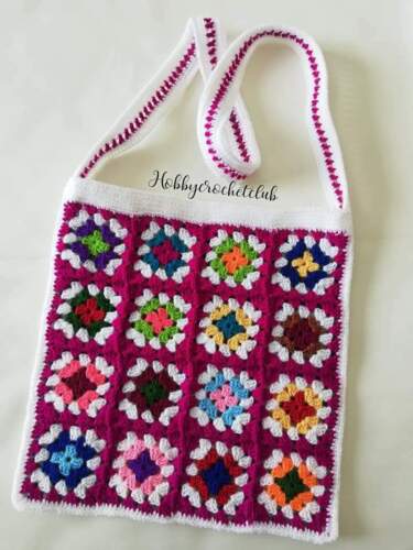 Handmade Crochet Shoulder Bag Multicolor Tote Bags Casual Kids Women Girls - 第 1/4 張圖片