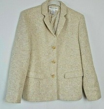 Jones New York Collection Beige Gold Tweed Blazer Size 14R 
