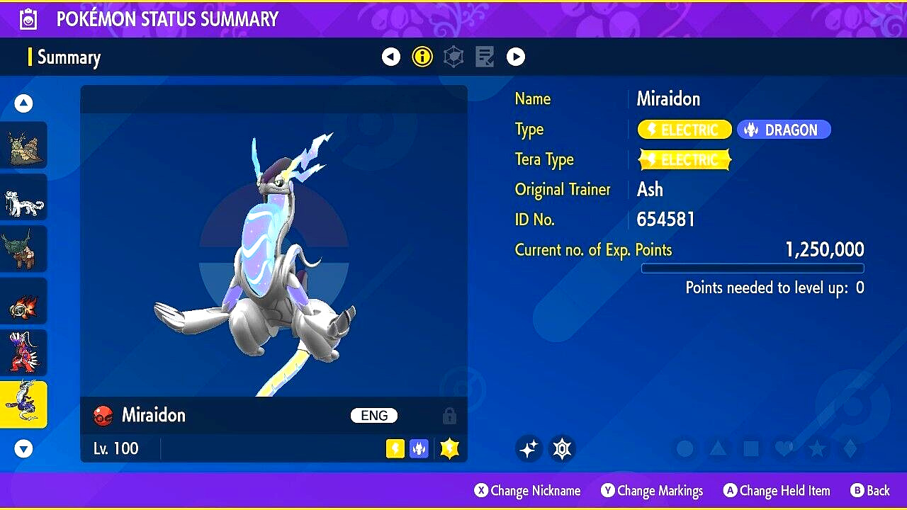 ✨Shiny Legendary Pokemon Shiny Miraidon Max IVs EVs Size Max