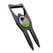 Funny 6-n-1 Premium Golf Divot Tool, Bonus GO HOME BALL Magnetic Golfball Marker