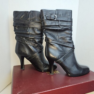 SOFFT Women's Tall Leather Boot- Black Full-Grain Leather 9M box not included
