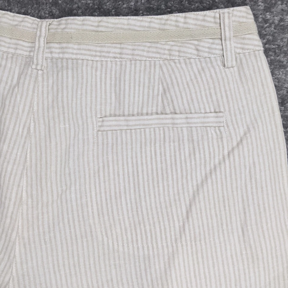 Bermuda Willi Smith feminina tamanho 10 bege 100% linho costura interna 11,5" listras - Imagem 4 de 4