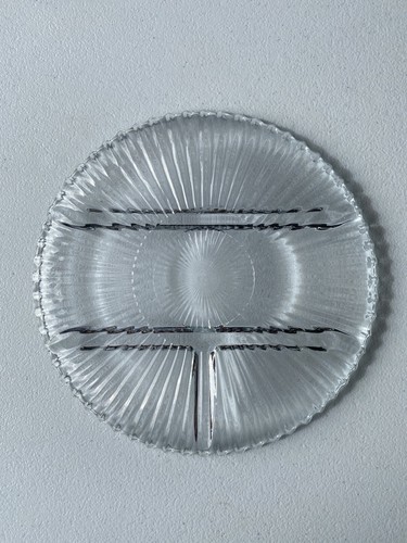 Vintage Cut Glass Round Divided Serving Platter Tray 10” X 1” - Picture 4 of 4