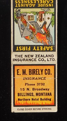 1940s E. M. Birely Co. Insurance Phone 3732 15 N. Broadway Northern Billings MT