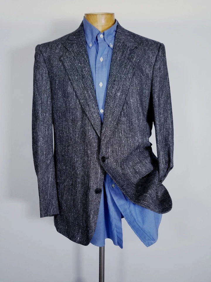 Christian Dior 42L Vintage Gray White Black 100% Silk Blazer sport Coat jacket - Image 2 of 4