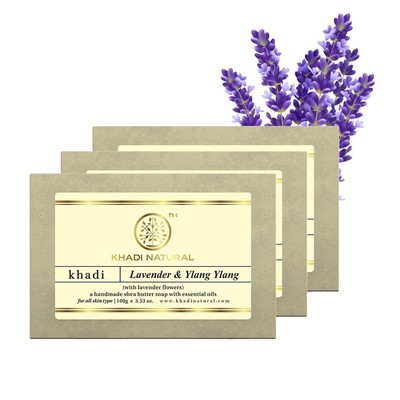 Khadi Natural Lavender & Ylang Ylang Natural Soap with Essential Oils Pack of 3
