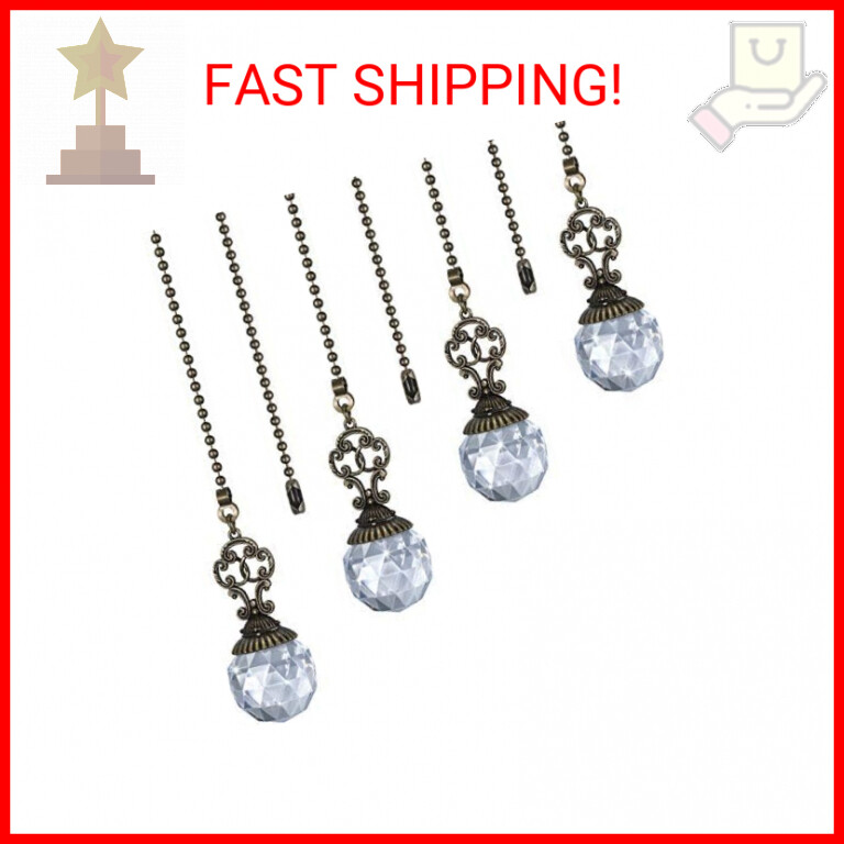 Crystal Ball Ceiling Fan Pull Chain 12 Inch Light Pendant-image