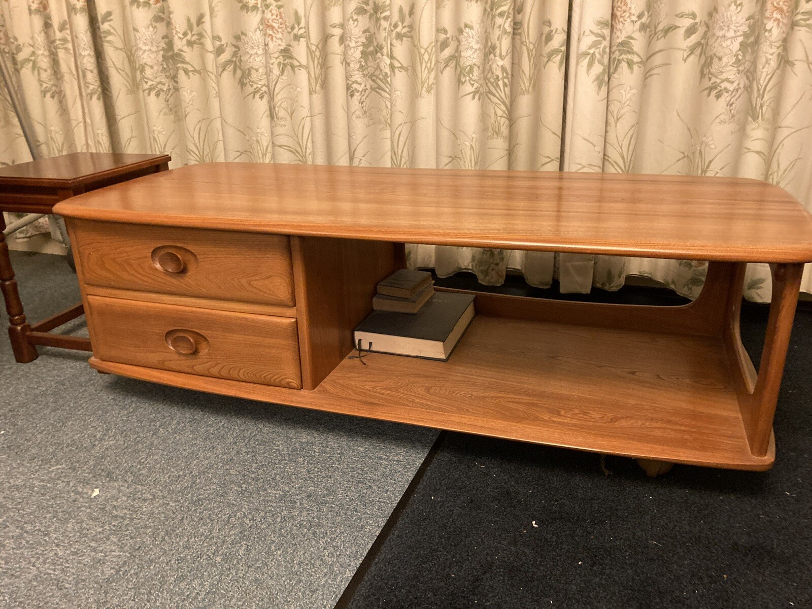 Vintage Ercol Minerva Coffee Table With Drawers Light Finish Model 844