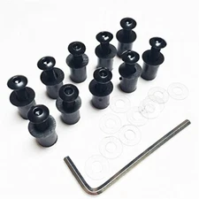10pcs Motorcycle Windshield Windscreen Bolt Kit Well Nuts / Bolts / Washer Black