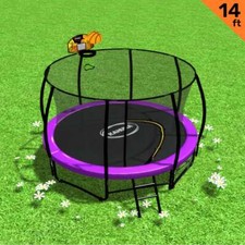 NNEDPE Trampoline 14 ft with Basketball set - Purple