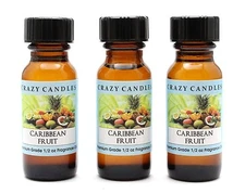 3 Caribbean Fruit 1/2oz Premium Grade Scented Fragrance Oil Crazy Candles