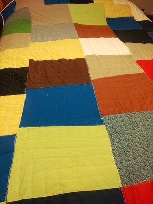 Vintage Heavy Handmade 88x 71 Large Block Patchwork Quilt