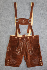 Sch neberger Trachten Lederhosen Suede Shorts w/ Suspenders Oktoberfest Size 34