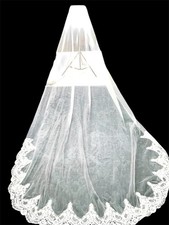 Elegant Cathedral Wedding Veil 120 Embroidered White