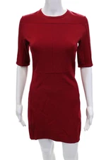 Diane Von Furstenberg Womens Crew Neck Zip Detail Bodycon Dress Red Size 6