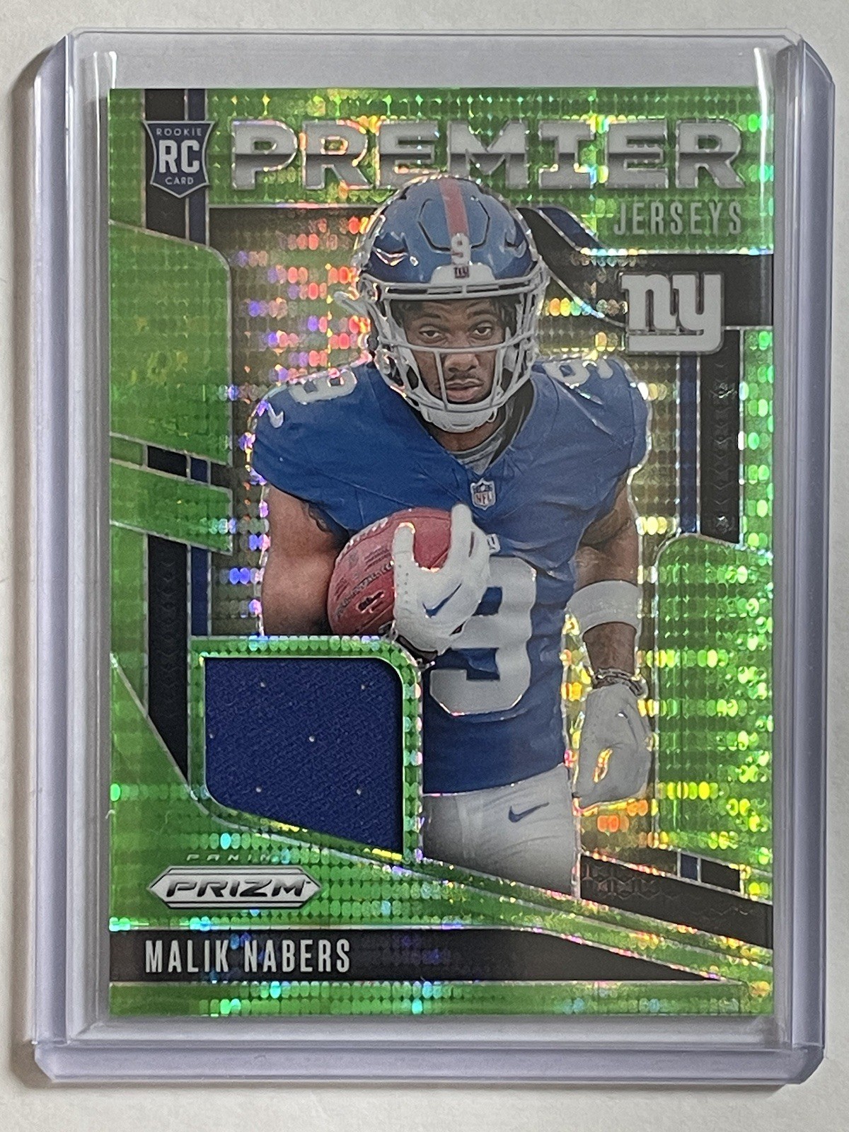 2024 Panini Prizm - Premier Jerseys Malik Nabers #PJ-MNS Neon Green Pulsar Prizm
