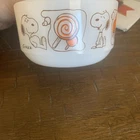 VTG 1958 Fire King Ice Cream Bowl Milk Glass Snoopy Sweet Dreams Orange Shultz
