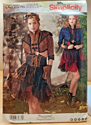 Simplicity 8409 Pattern Fantasy Steampunk Bolero + Corset Petal Skirt Size 14-22