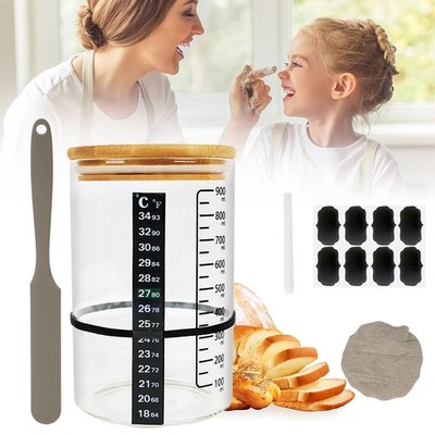Sauerteig Starter Set Sourdough Starter Kit Glas Gärbehälter Brot Backen Zubehör
