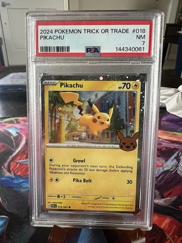 2024 Pokemon Trick or Trade Pikachu #18 in a PSA 7!  Super Cute! Bid Now! 🏁🏆🏁