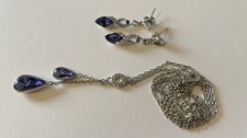 Valentines Warren James Necklace And Earring Set Swarovski Crystals SilverPurple