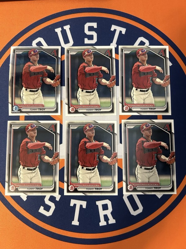 (6) 2024 Bowman Prospect Chrome & Paper Tommy Troy Diamondbacks #BCP-76 Lot