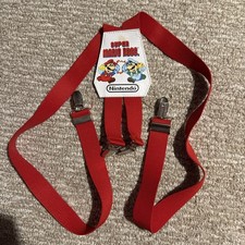 Nintendo Super Mario Bros Red Suspenders Size Youth One Size Rare Vintage 1988