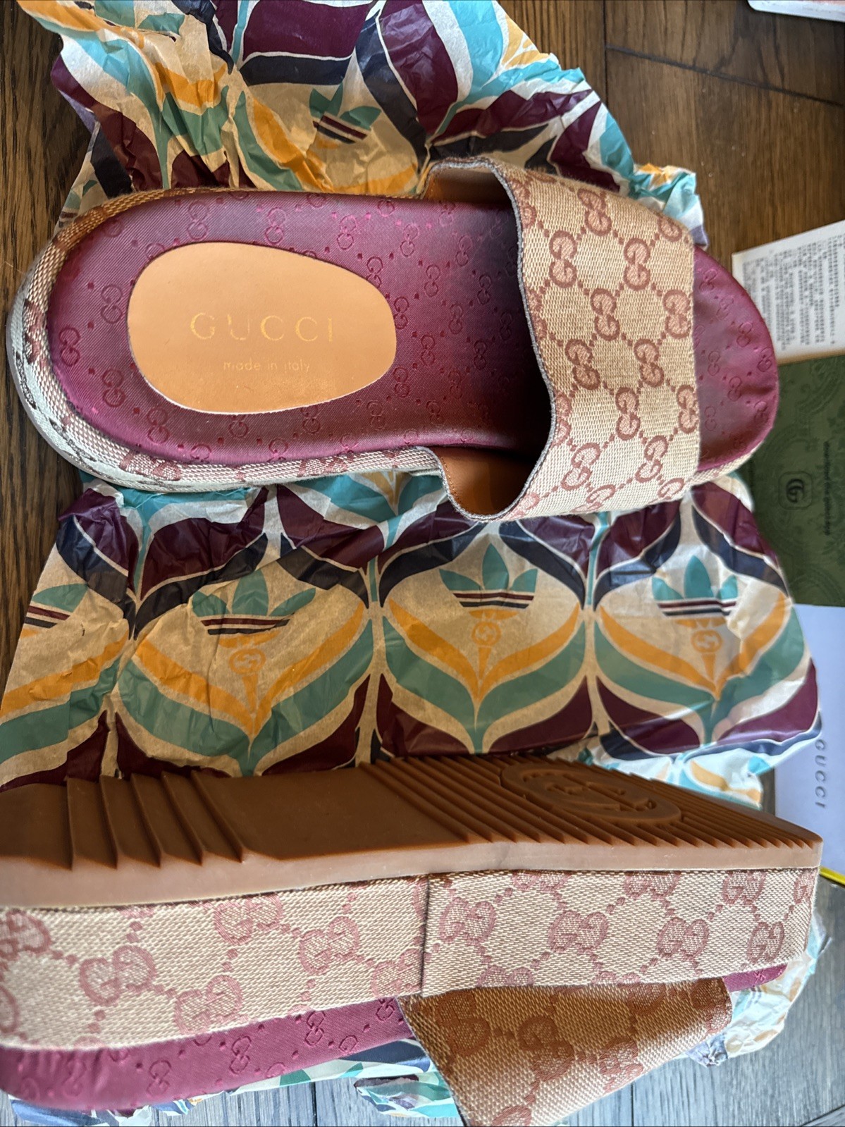 AUTHENTIC GUCCI GG CANVAS PLATFORM SLIDE SANDAL /… - image 2