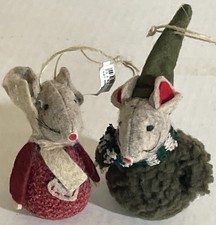 Mice Mouse Fabric Felt Christmas Ornaments 3.5  and 5" One Hundred 80 Degrees