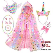 Princess Dress up for Girls,Unicorn Light up Princess Cape Set,Light up Pink