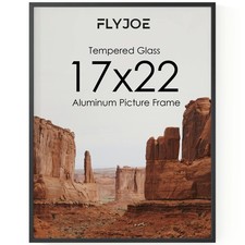 FLYJOE 17x22 Black Metal Picture Frame - Real Glass, Wall Mount
